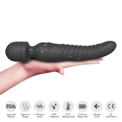 Pijat Ujung Ganda Pemanasan Cerdas AV Tongkat Lembut Leher Dildo Vibrator