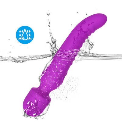 Pijat Ujung Ganda Pemanasan Cerdas AV Tongkat Lembut Leher Dildo Vibrator