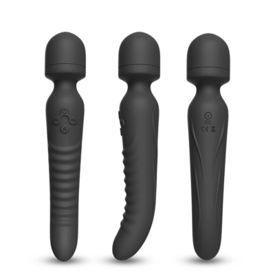 Pijat Ujung Ganda Pemanasan Cerdas AV Tongkat Lembut Leher Dildo Vibrator