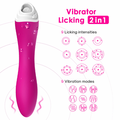 Dildo Vibrator Tongue Licker Stimulator, Pijat Stimulasi Vagina Tahan Air