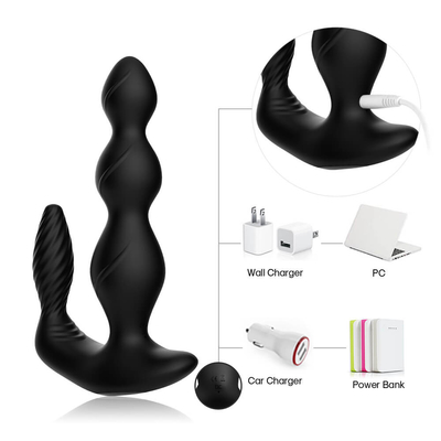 9 Kecepatan Bergetar Anal Butt Plug Tiga Motor Perineum Stimulator Jarak Jauh Nirkabel