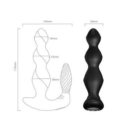 9 Kecepatan Bergetar Anal Butt Plug Tiga Motor Perineum Stimulator Jarak Jauh Nirkabel