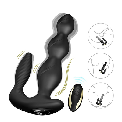 9 Kecepatan Bergetar Anal Butt Plug Tiga Motor Perineum Stimulator Jarak Jauh Nirkabel