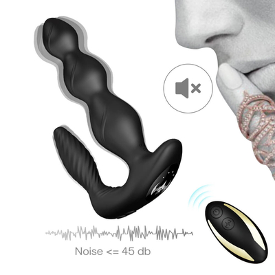 9 Kecepatan Bergetar Anal Butt Plug Tiga Motor Perineum Stimulator Jarak Jauh Nirkabel