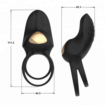 3.7V 111.7 * 45 * 45mm G Spot Cock Rings Lidah Gila Bergetar Mainan Seks