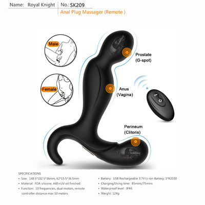 ODM OEM 80 Menit Remote Control Mainan Dewasa Prostate Anal Vibrator Baterai Li Ion