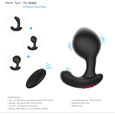 IPX5 Gay Sex Toys Inflatable Anal Plug Sex Toys Kesehatan Silicone Ass Plug Untuk Pria