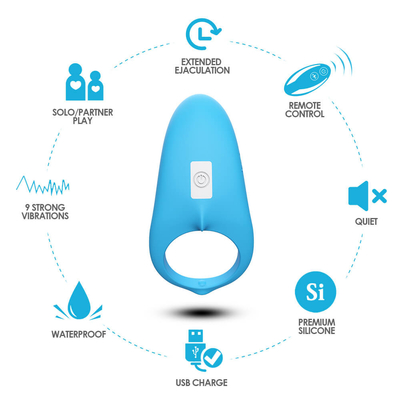 Fleksibel 3.7V Vibrator Cock Ring IPX7 Penis Vibrator Menunda Ejakulasi Untuk Pria