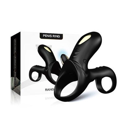 Motor Ganda 40dbs Vibrating Cock Ring, baterai Li 280mAh Vibrator Penis Pria