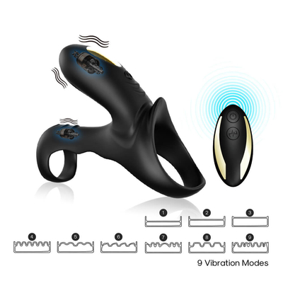 Motor Ganda 40dbs Vibrating Cock Ring, baterai Li 280mAh Vibrator Penis Pria
