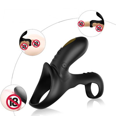 Motor Ganda 40dbs Vibrating Cock Ring, baterai Li 280mAh Vibrator Penis Pria