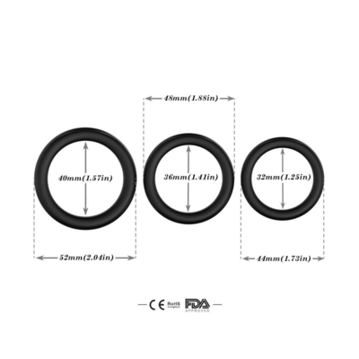 Three In One Silicone Glans Cock Ring IPX7 Ukuran Besar 52mm Untuk Menunda Ejakulasi