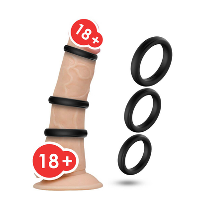 Three In One Silicone Glans Cock Ring IPX7 Ukuran Besar 52mm Untuk Menunda Ejakulasi
