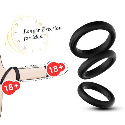 Three In One Silicone Glans Cock Ring IPX7 Ukuran Besar 52mm Untuk Menunda Ejakulasi