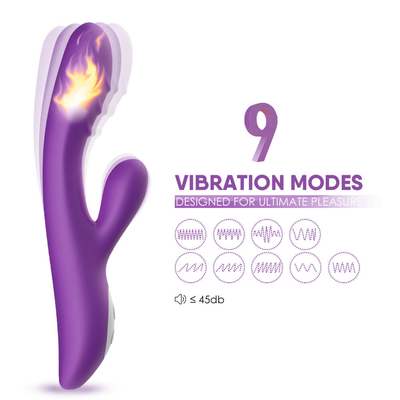 Kecepatan Tinggi Kelinci Stimulator Klitoris G Spot Pemanasan Dildo USB Isi Ulang