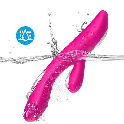 Kecepatan Tinggi Kelinci Stimulator Klitoris G Spot Pemanasan Dildo USB Isi Ulang