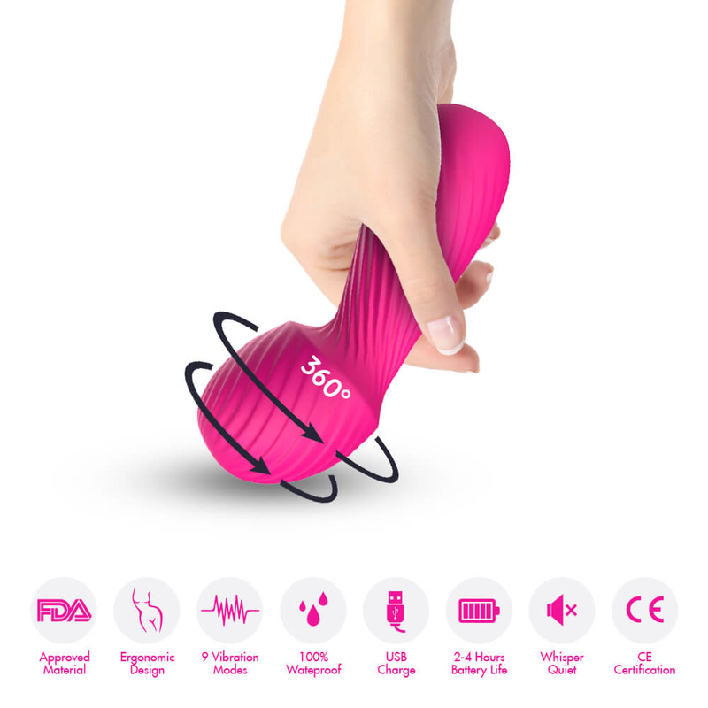 Mini Portabel AV Wand Vibrator USB Isi Ulang Orgasme Puting Klitoris Wanita
