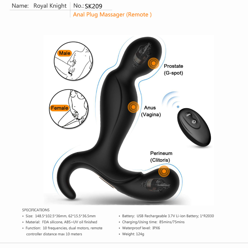 ODM OEM 80 Menit Remote Control Mainan Dewasa Prostate Anal Vibrator Baterai Li Ion