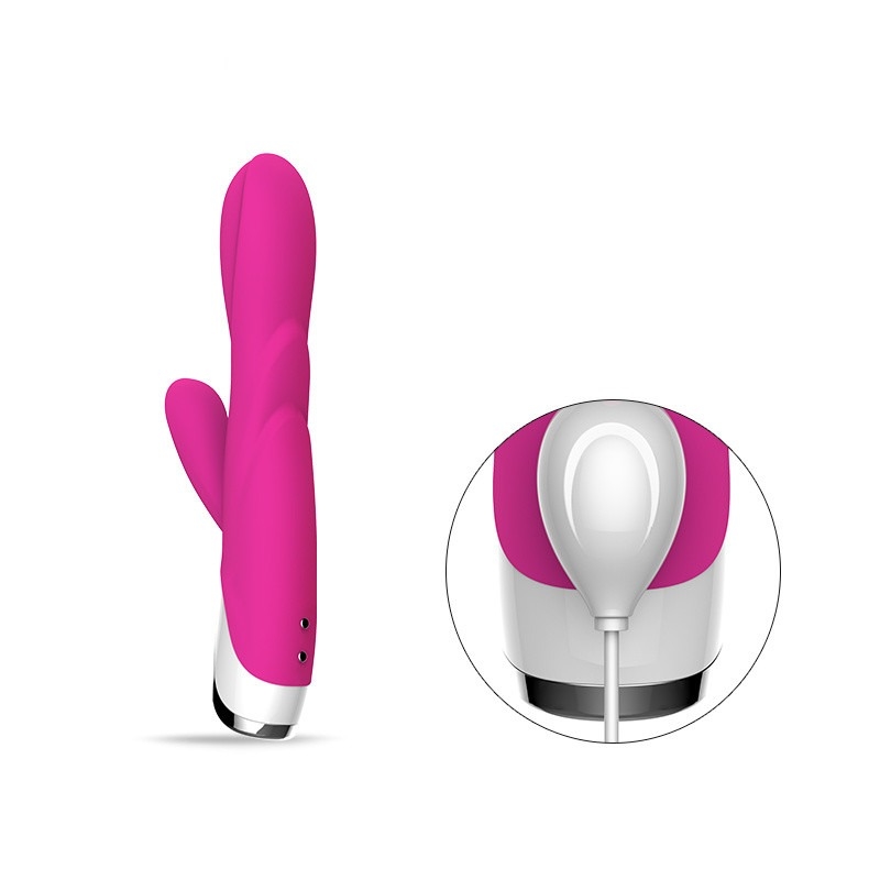 80 Menit Double Rabbit Vibrator Dildo Dengan Clit Vibrator Love Toy For Lady 213 * 64 * 38mm